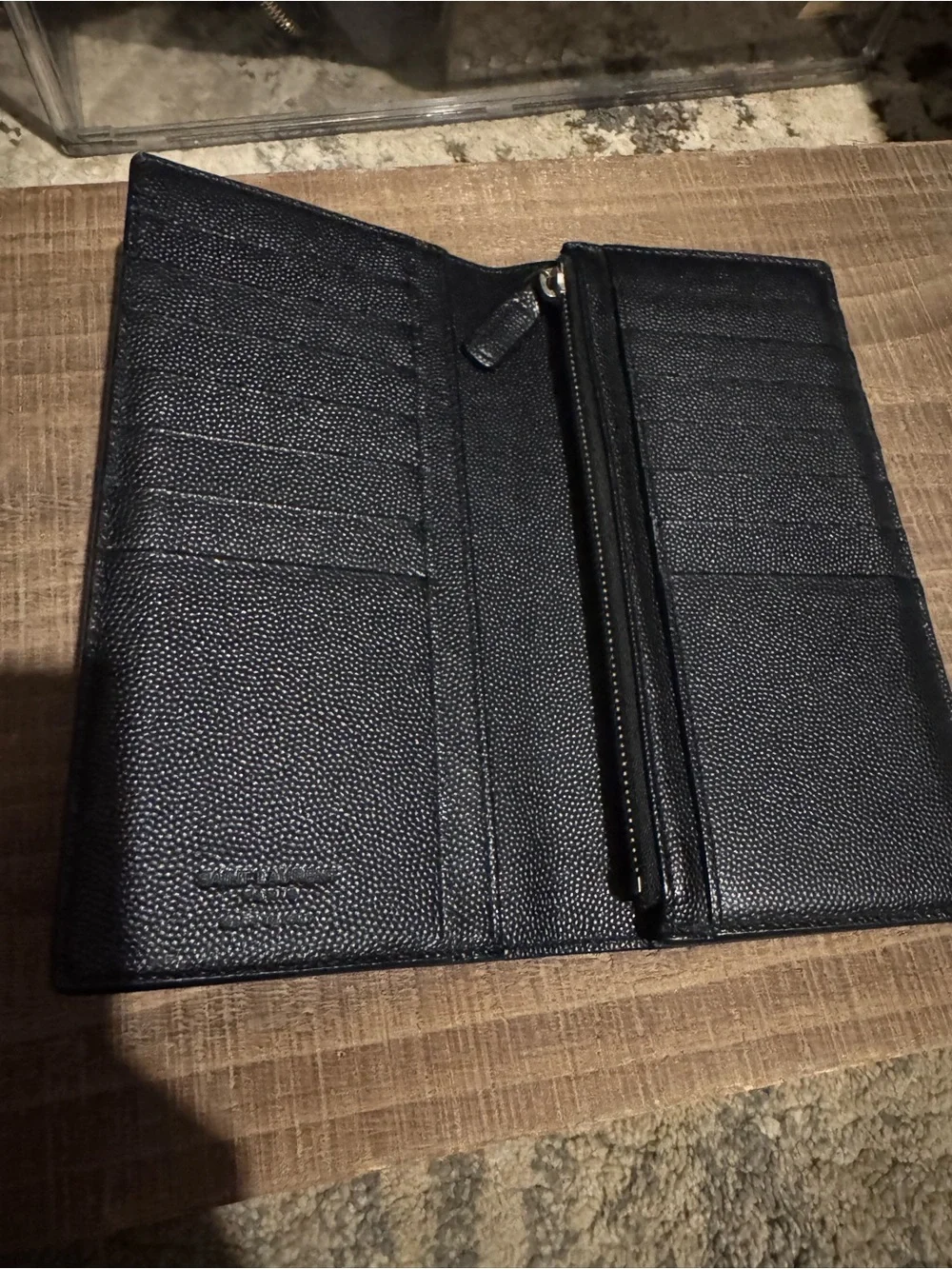 Authentic Saint Laurent Paris Grain de Poudre Leather Long Wallet ✨